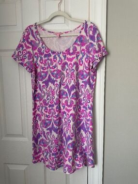 Lilly Pulitzer Tammy Amethyst Beach Bathers Flamingo Dress in Large